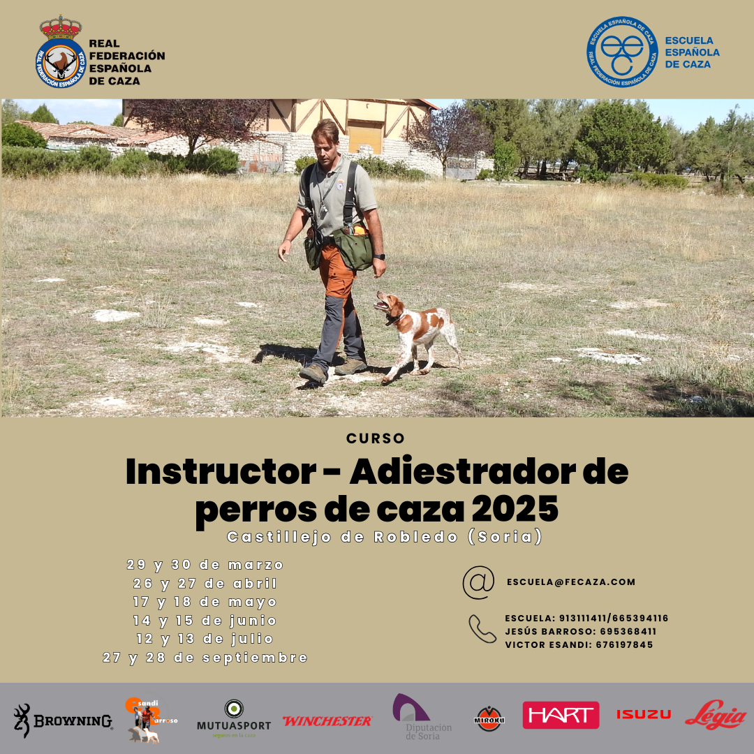 El nuevo Curso de Instructor-Adiestrador de Perros de Caza arranca el próximo 29 de marzo