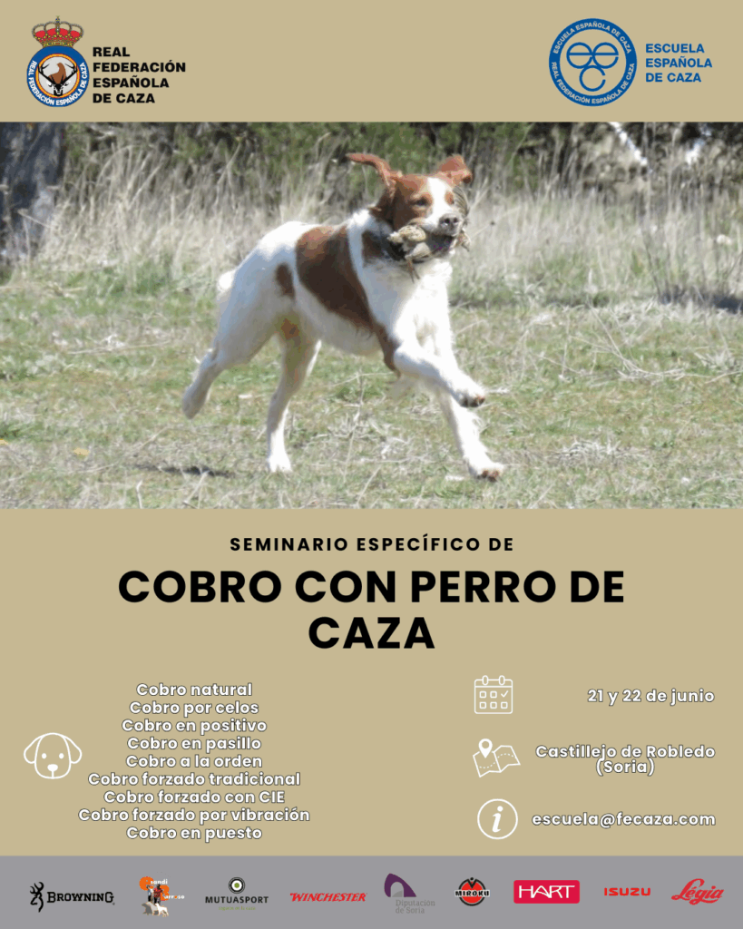 Cartel seminario específico de cobro con perro de caza