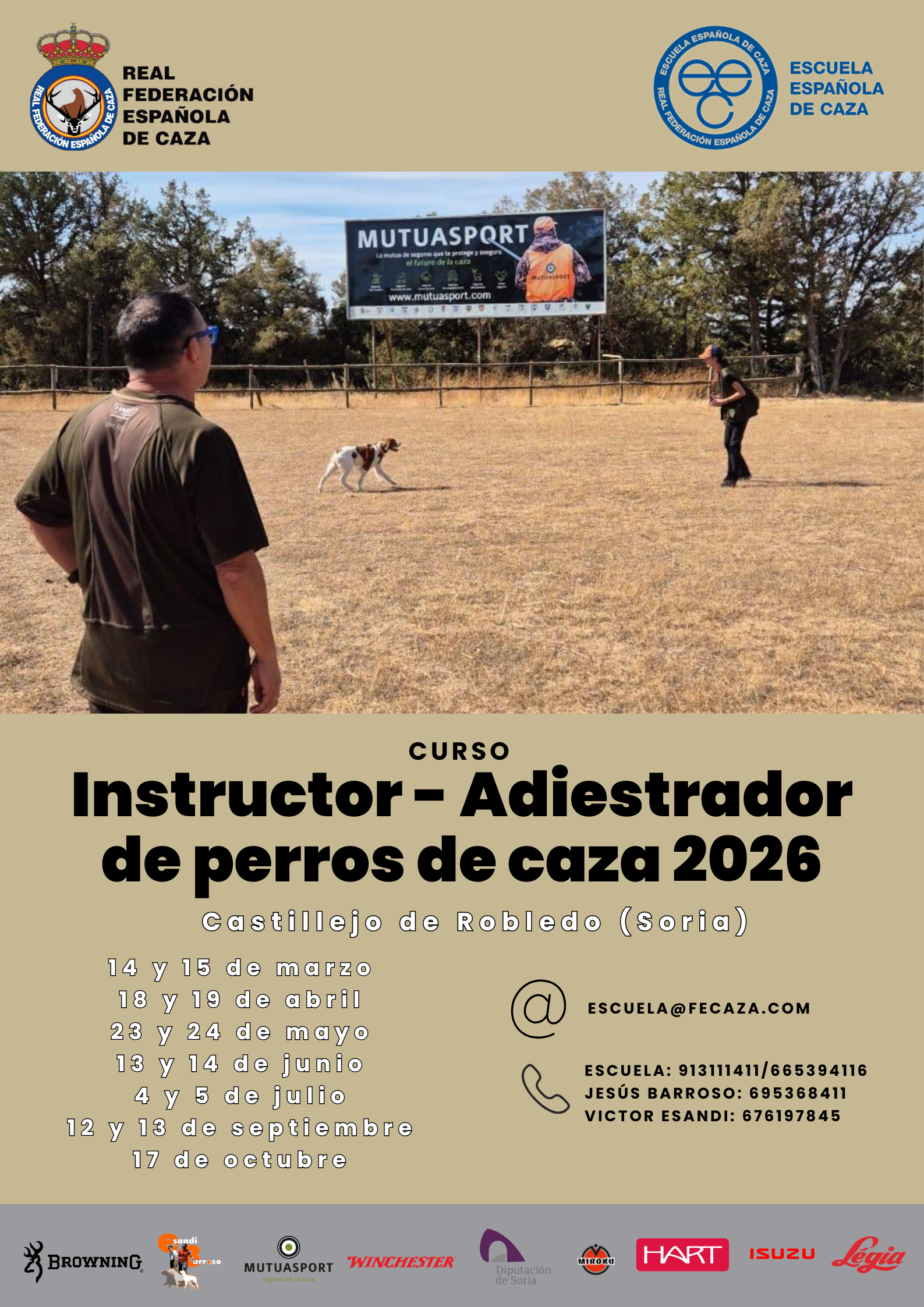 La Escuela Española de Caza lanza una nueva edición del Curso de Instructor-Adiestrador de Perros de Caza