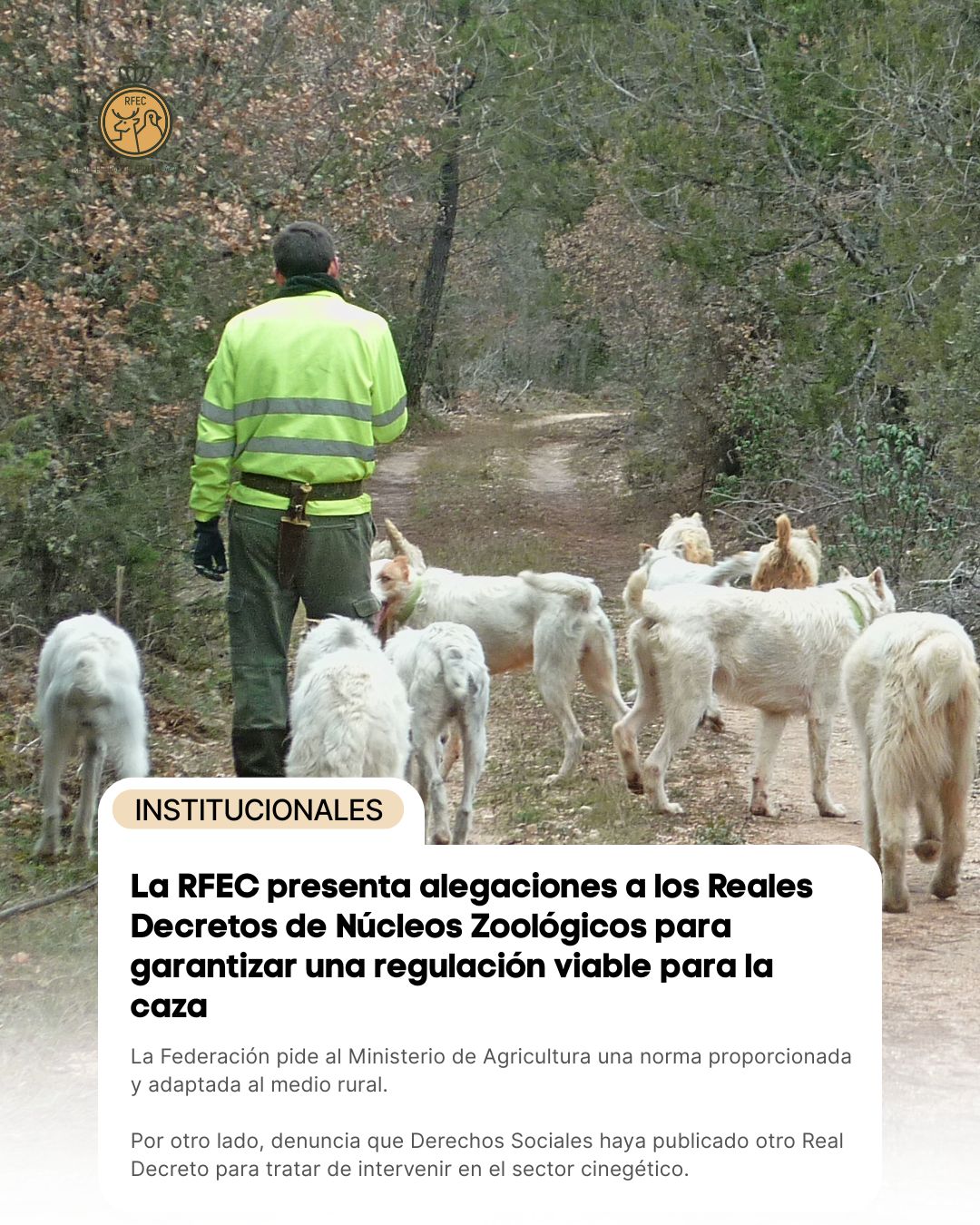 La RFEC presenta alegaciones a los Reales Decretos de Núcleos Zoológicos para garantizar una regulación viable para la caza