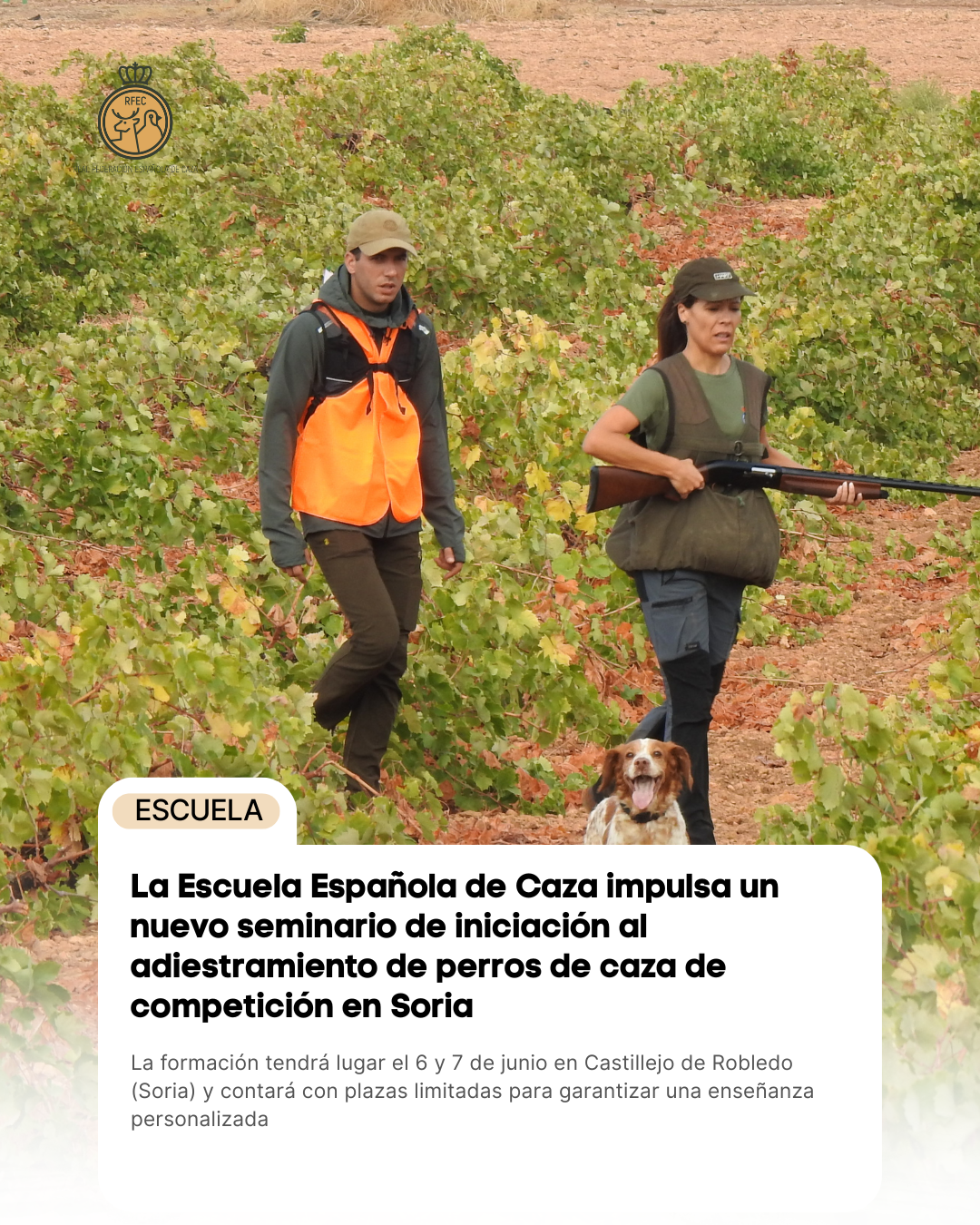 La Escuela Española de Caza impulsa un nuevo seminario de adiestramiento de perros de caza de competición en Soria