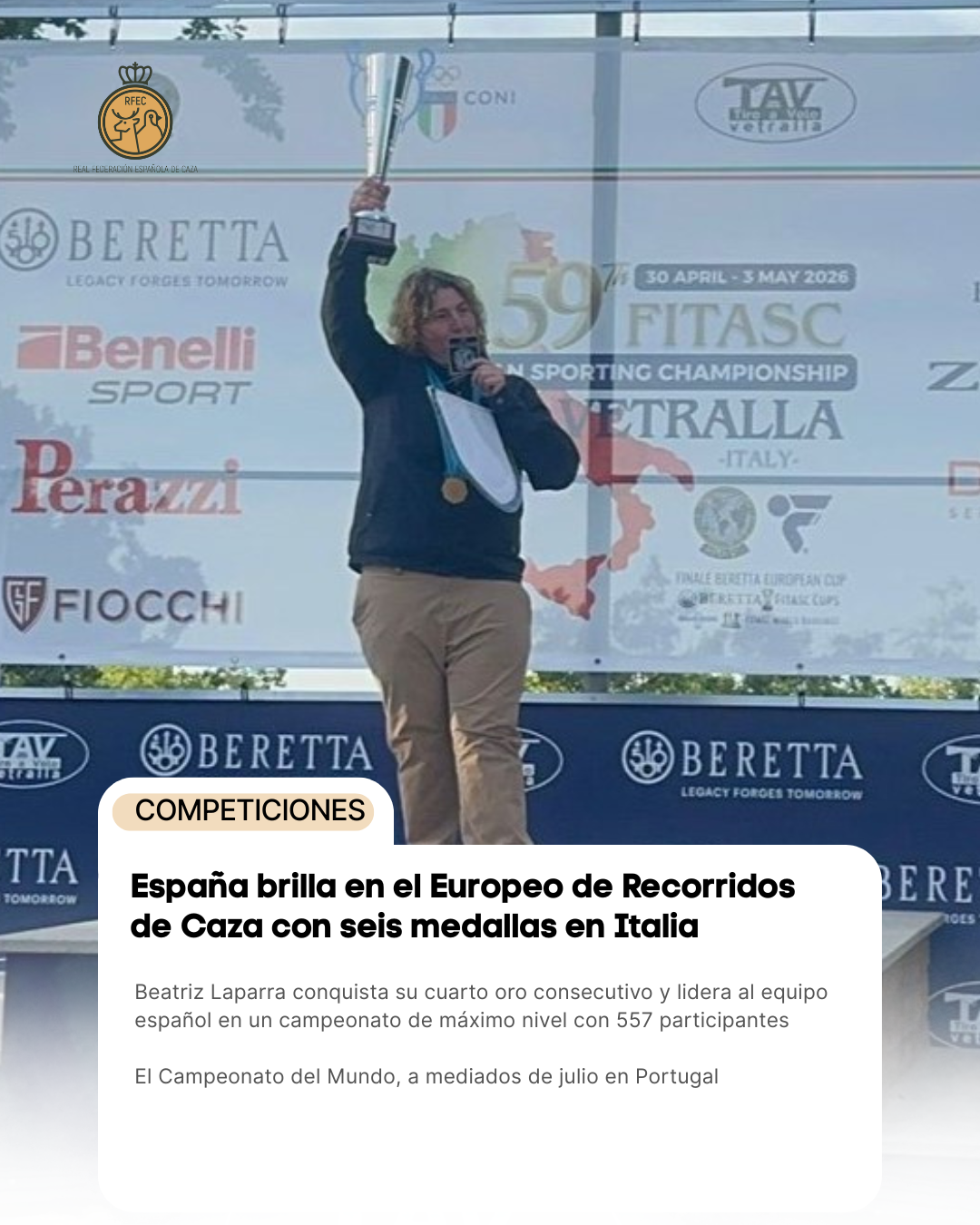 España brilla en el Europeo de Recorridos de Caza con seis medallas en Italia