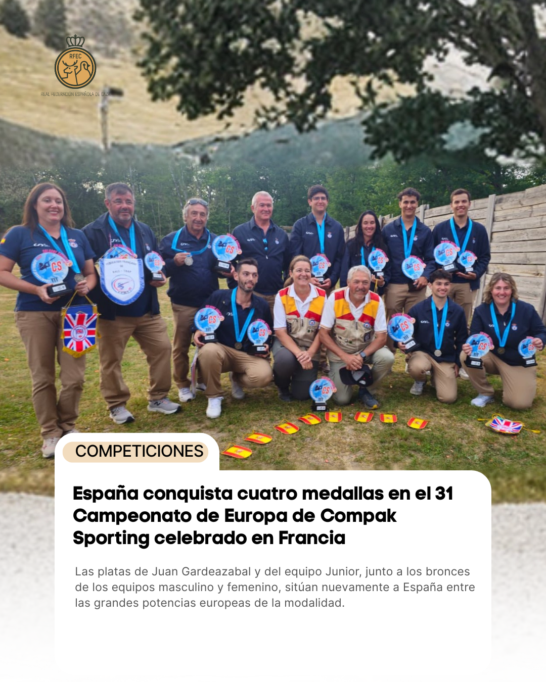 España conquista cuatro medallas en el 31 Campeonato de Europa de Compak Sporting celebrado en Francia