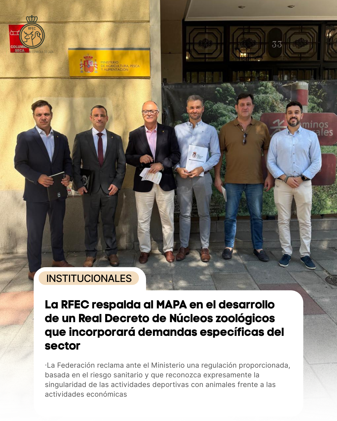 La RFEC respalda al MAPA en el desarrollo de un Real Decreto de Núcleos zoológicos que incorporará demandas específicas del sector