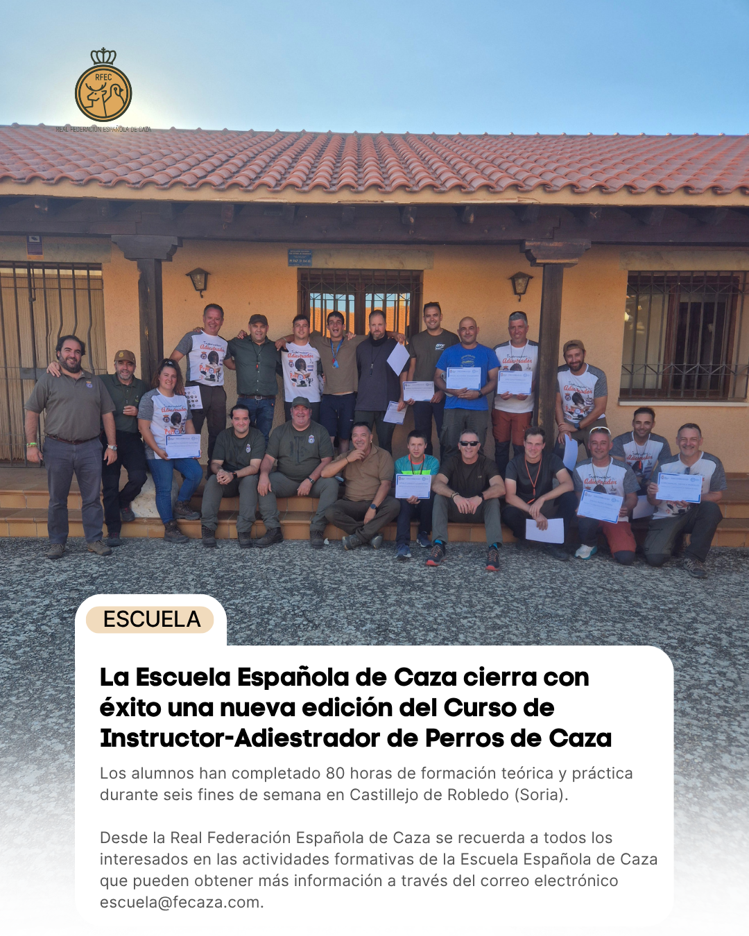 La Escuela Española de Caza cierra con éxito una nueva edición del Curso de Instructor-Adiestrador de Perros de Caza