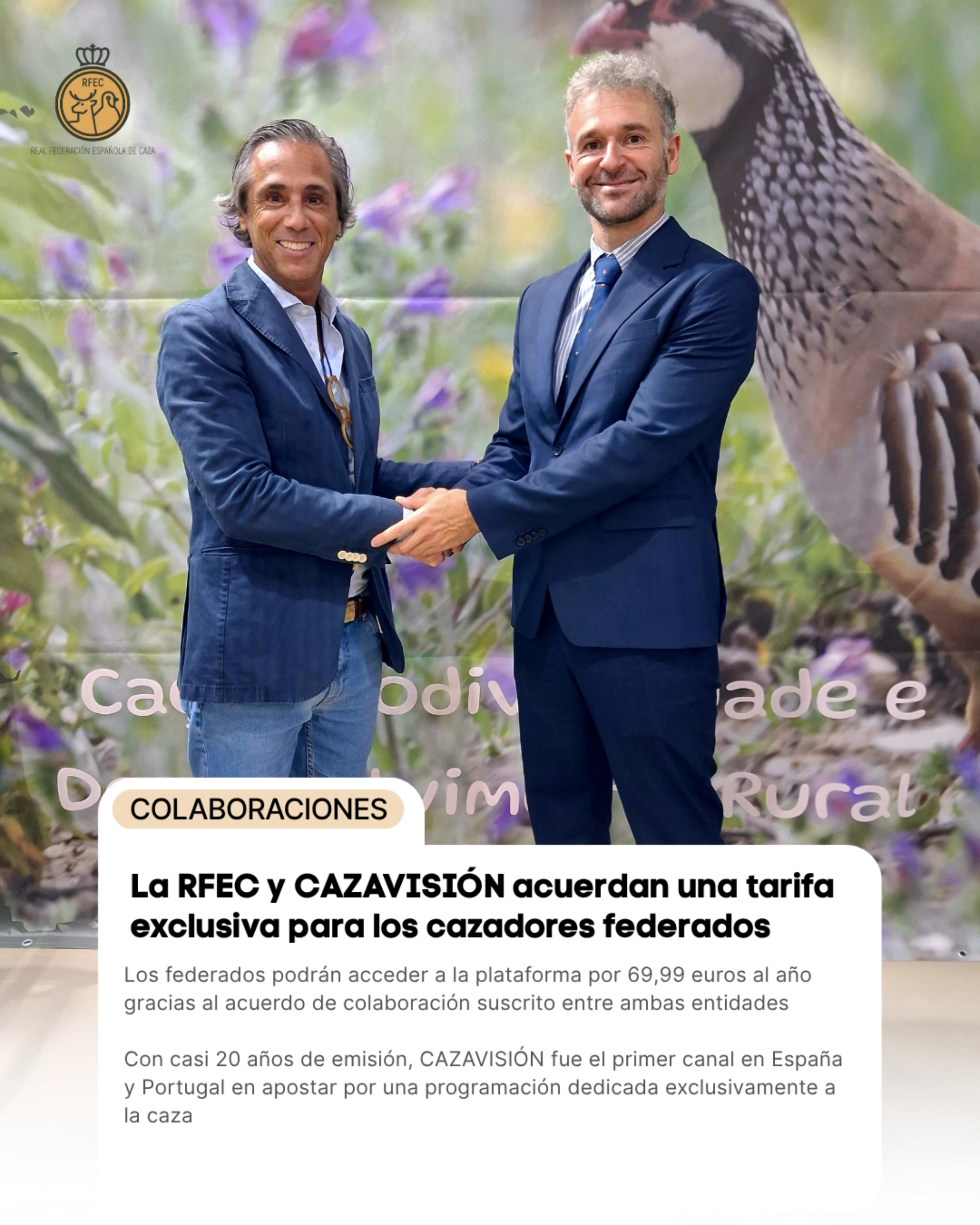 La RFEC y CAZAVISIÓN acuerdan una tarifa exclusiva para los cazadores federados